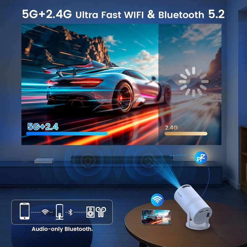 Tecaki [Built-in Apps]Mini Portable Projector with WiFi and Bluetooth,Support Movie Projector 1080P HD,Auto Keystone Correction,180° Rotatable,Compatible with TV Stick, HDMI, USB, Smartphone, Laptop - Image 5
